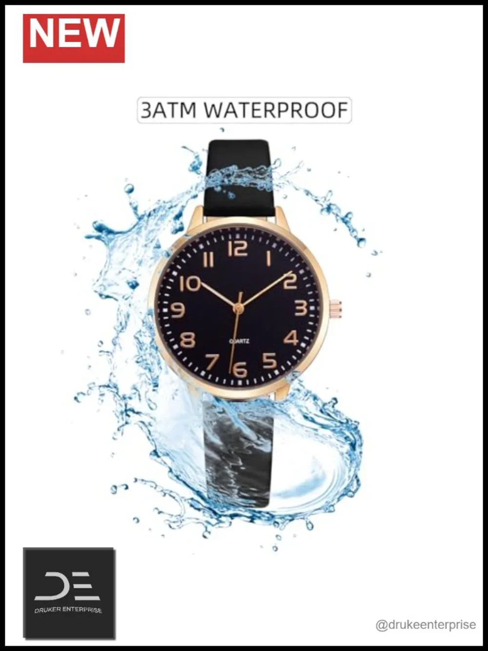 Leather Strap Analog Wrist Watch - Quartz Movement with Crystal Embellishments